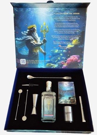 nieuw en exclusief Poseidon gin giftbox