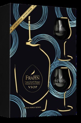 FRAPIN VSOP 70CL + 2 GLAZEN--